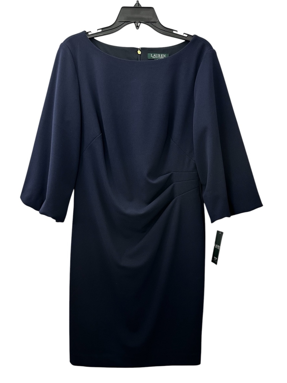 NWT Lauren Ralph Lauren Dress Navy Blue Sheath Women’s Size 14P